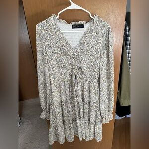 Evelyn blue Floral Smocked Dress